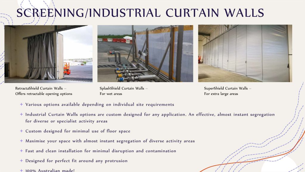 Industrial Curtain walls for area segregation - used in Mining within WA