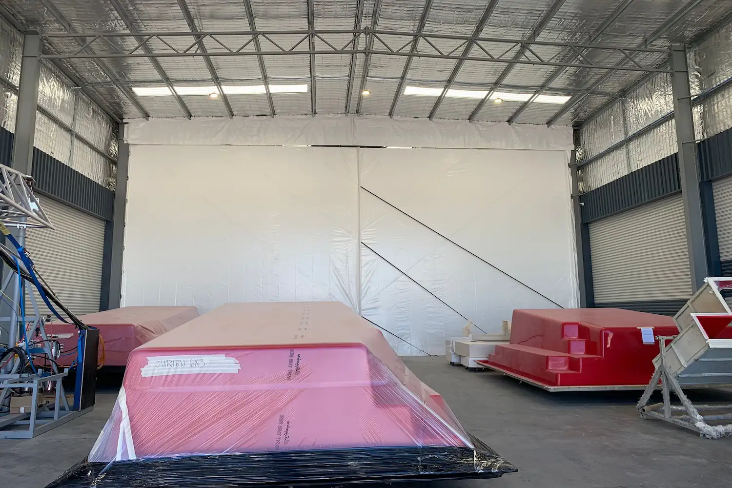 Large white industrial curtain wall